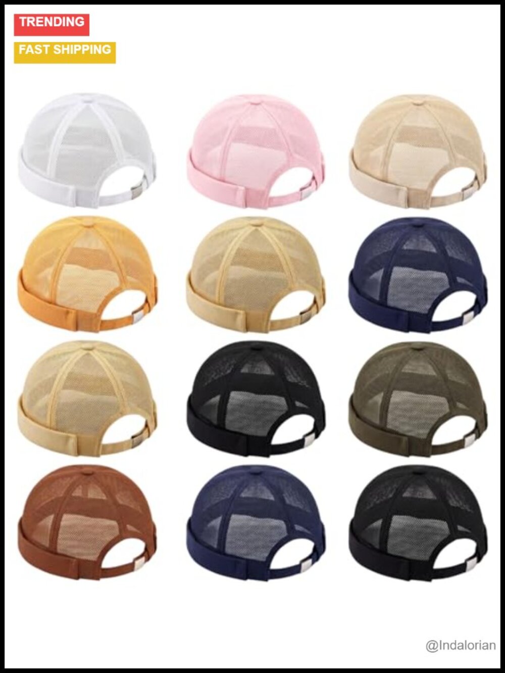 Brimless Docker Caps Adjustable Breathable Polyester Hats 12 Pack